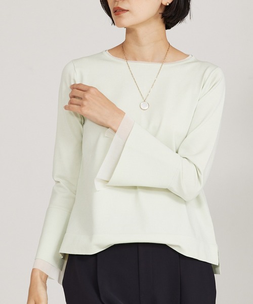 qualite(カリテ)の「【入卒/セレモニー/オケージョン】フレアスリーブニット(ニット/セーター・レディース・ライム/ダークネイビー/オフホワイト・フリー)」の3枚目の写真