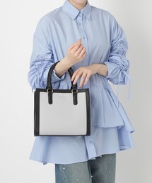 バイカラー2WAYスクエアショルダーミニトートバッグ