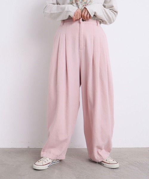 l'atelier du savon（アトリエドサボン）の「edodakiツイル　くったりタックパンツ（その他パンツ・レディース・ピンク/サックスブルー/キナリ・FREE）」の4枚目の写真