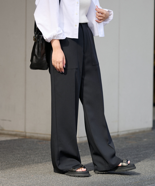 FRAMeWORK（フレームワーク）の「ウール混バックサテンベイカーパンツ