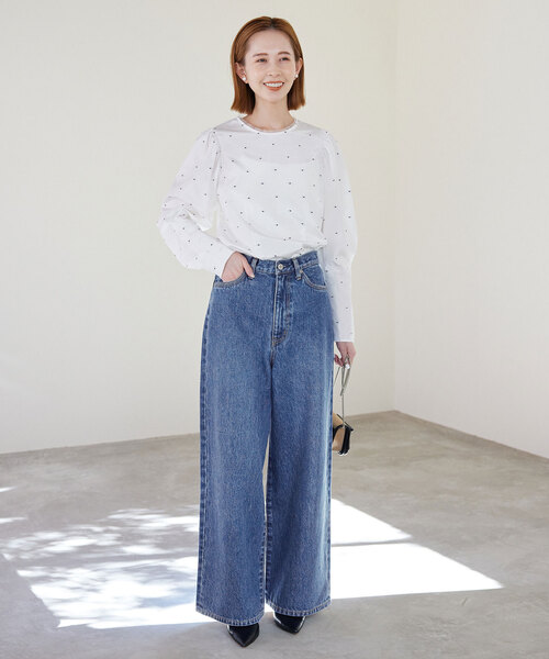 SLOBE IENA(スローブイエナ)の「《追加2》LE DENIM バギーパンツ(デニムパンツ・レディース・サックスブルー/ブルー・40/38/36/34)」の4枚目の写真