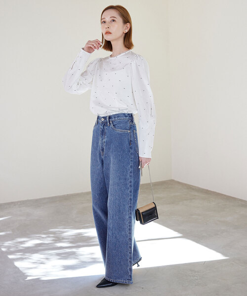 SLOBE IENA(スローブイエナ)の「《追加2》LE DENIM バギーパンツ(デニムパンツ・レディース・サックスブルー/ブルー・40/38/36/34)」の6枚目の写真