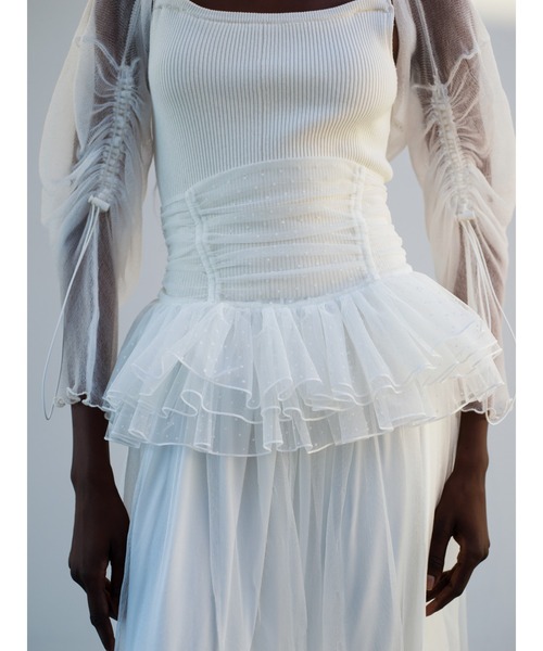 SNIDEL（スナイデル）の「ドットチュールコルセットベルト（ベルト・レディース・ホワイト/ブラック/ベージュ・FREE）」の10枚目の写真