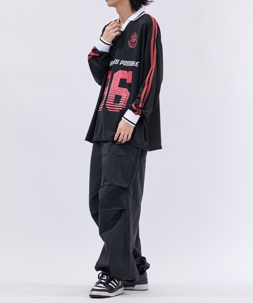 JOHN'S CLOSET（ジョンズクローゼット）の「【13】襟付き サッカーデザイン ゲームシャツ（Tシャツ/カットソー・メンズ・オフホワイト/ネイビー/ブラック/ボルドー/チャコールグレー/ブラック系3・LARGE/MEDIUM）」の22枚目の写真