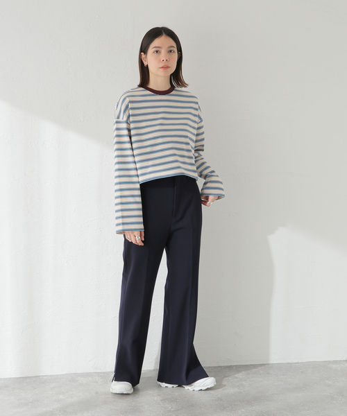 JOURNAL STANDARD（ジャーナルスタンダード）の「クロップドマルチボーダーTEE（Tシャツ/カットソー・レディース・ブラウン/ブラック/アイボリー・FREE）」の11枚目の写真