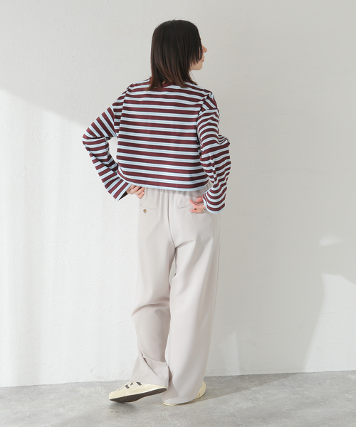 JOURNAL STANDARD（ジャーナルスタンダード）の「クロップドマルチボーダーTEE（Tシャツ/カットソー・レディース・ブラウン/ブラック/アイボリー・FREE）」の16枚目の写真