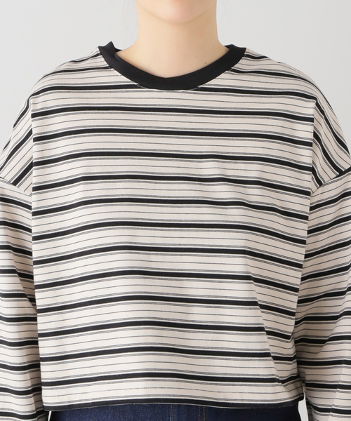 JOURNAL STANDARD（ジャーナルスタンダード）の「クロップドマルチボーダーTEE（Tシャツ/カットソー・レディース・ブラウン/ブラック/アイボリー・FREE）」の19枚目の写真