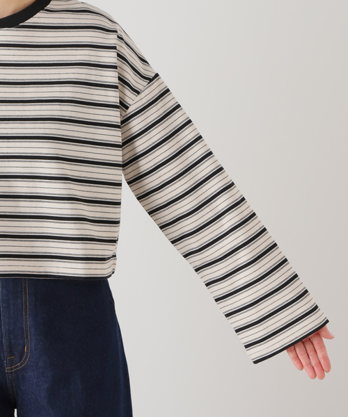 JOURNAL STANDARD（ジャーナルスタンダード）の「クロップドマルチボーダーTEE（Tシャツ/カットソー・レディース・ブラウン/ブラック/アイボリー・FREE）」の21枚目の写真