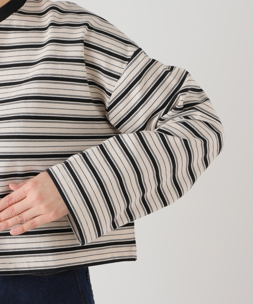 JOURNAL STANDARD（ジャーナルスタンダード）の「クロップドマルチボーダーTEE（Tシャツ/カットソー・レディース・ブラウン/ブラック/アイボリー・FREE）」の22枚目の写真