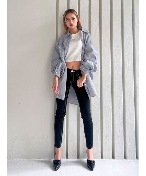 GYDA（ジェイダ）の「ストライプオーバーシャツ（シャツ/ブラウス・レディース・ライトブルー/イエロー/ネイビー/ピンク・FREE）」の17枚目の写真