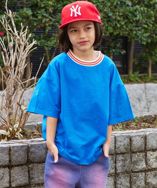 PAIRMANON STREET(ペアマノンストリート)の「【PAIRMANON STREET】ライン リブ 無地 配色 リンガー 半袖 Tシャツ(Tシャツ/カットソー・キッズ・ブラック系その他/ホワイト/ベージュ系その他/イエロー/ブルー系その他・90/120/110/100/150/130/140)」の4枚目の写真