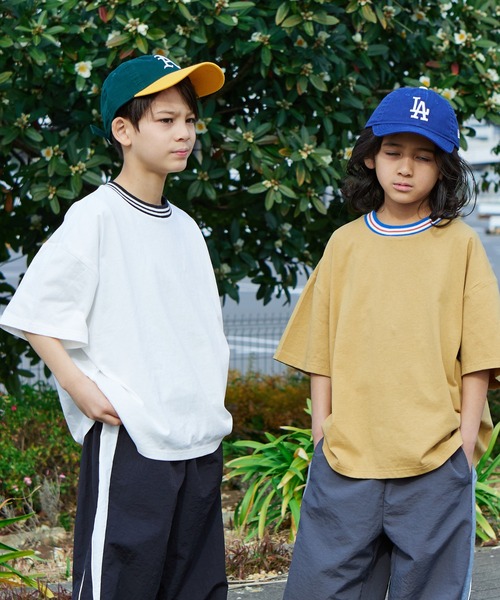 PAIRMANON STREET(ペアマノンストリート)の「【PAIRMANON STREET】ライン リブ 無地 配色 リンガー 半袖 Tシャツ(Tシャツ/カットソー・キッズ・ブラック系その他/ホワイト/ベージュ系その他/イエロー/ブルー系その他・90/120/110/100/150/130/140)」の7枚目の写真