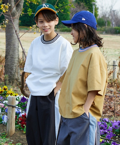 PAIRMANON STREET(ペアマノンストリート)の「【PAIRMANON STREET】ライン リブ 無地 配色 リンガー 半袖 Tシャツ(Tシャツ/カットソー・キッズ・ブラック系その他/ホワイト/ベージュ系その他/イエロー/ブルー系その他・90/120/110/100/150/130/140)」の9枚目の写真