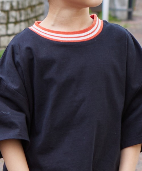 PAIRMANON STREET(ペアマノンストリート)の「【PAIRMANON STREET】ライン リブ 無地 配色 リンガー 半袖 Tシャツ(Tシャツ/カットソー・キッズ・ブラック系その他/ホワイト/ベージュ系その他/イエロー/ブルー系その他・90/120/110/100/150/130/140)」の11枚目の写真