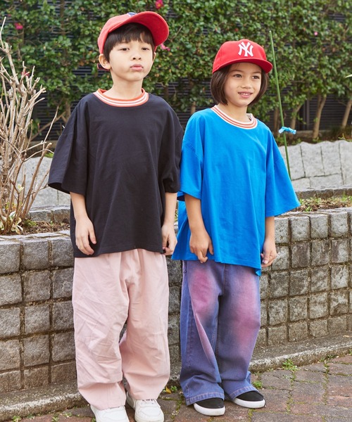 PAIRMANON STREET(ペアマノンストリート)の「【PAIRMANON STREET】ライン リブ 無地 配色 リンガー 半袖 Tシャツ(Tシャツ/カットソー・キッズ・ブラック系その他/ホワイト/ベージュ系その他/イエロー/ブルー系その他・90/120/110/100/150/130/140)」の20枚目の写真