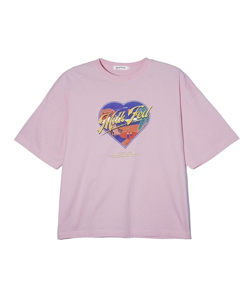 MILKFED.(ミルクフェド)の「HEART VACATION WIDE S/S TEE(Tシャツ/カットソー・レディース・ブラック/ライトピンク/ホワイト・M/L)」の1枚目の写真