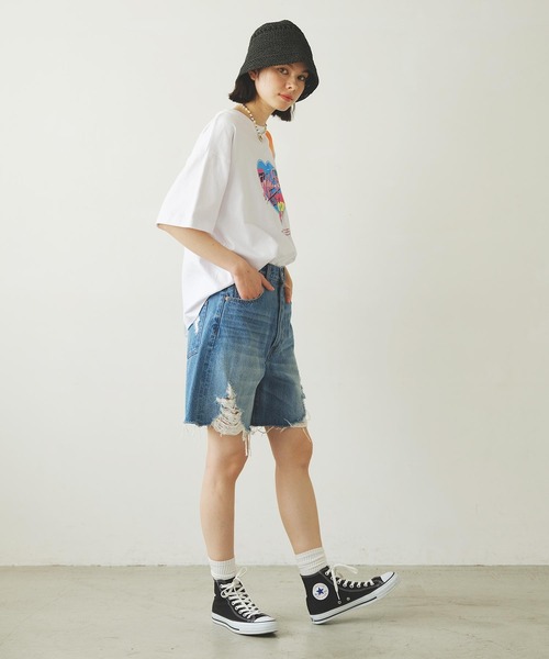 MILKFED.(ミルクフェド)の「HEART VACATION WIDE S/S TEE(Tシャツ/カットソー・レディース・ブラック/ライトピンク/ホワイト・M/L)」の14枚目の写真