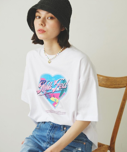 MILKFED.(ミルクフェド)の「HEART VACATION WIDE S/S TEE(Tシャツ/カットソー・レディース・ブラック/ライトピンク/ホワイト・M/L)」の10枚目の写真