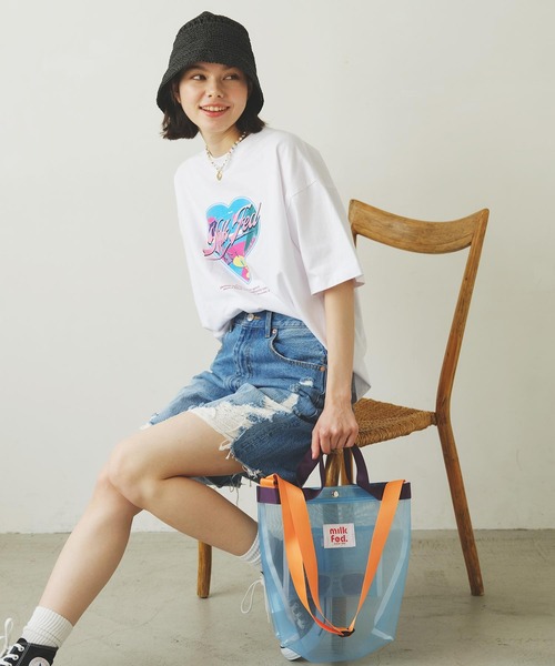 MILKFED.(ミルクフェド)の「HEART VACATION WIDE S/S TEE(Tシャツ/カットソー・レディース・ブラック/ライトピンク/ホワイト・M/L)」の11枚目の写真