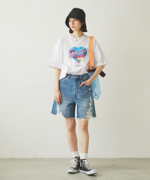 MILKFED.(ミルクフェド)の「HEART VACATION WIDE S/S TEE(Tシャツ/カットソー・レディース・ブラック/ライトピンク/ホワイト・M/L)」の12枚目の写真