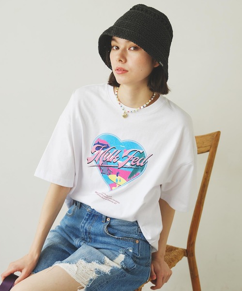 MILKFED.(ミルクフェド)の「HEART VACATION WIDE S/S TEE(Tシャツ/カットソー・レディース・ブラック/ライトピンク/ホワイト・M/L)」の15枚目の写真