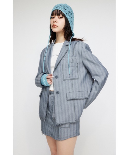 LAGUA GEM(ラグアジェム)の「CUT OFF TAILORED ジャケット(テーラードジャケット・レディース・ピンク/グレー・FREE)」の17枚目の写真