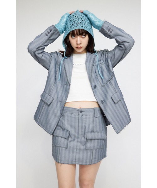 LAGUA GEM(ラグアジェム)の「CUT OFF TAILORED ジャケット(テーラードジャケット・レディース・ピンク/グレー・FREE)」の18枚目の写真