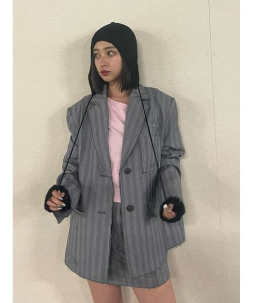 LAGUA GEM(ラグアジェム)の「CUT OFF TAILORED ジャケット(テーラードジャケット・レディース・ピンク/グレー・FREE)」の13枚目の写真