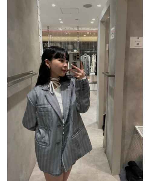 LAGUA GEM(ラグアジェム)の「CUT OFF TAILORED ジャケット(テーラードジャケット・レディース・ピンク/グレー・FREE)」の10枚目の写真