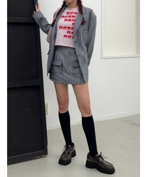 LAGUA GEM(ラグアジェム)の「CUT OFF TAILORED ジャケット(テーラードジャケット・レディース・ピンク/グレー・FREE)」の7枚目の写真