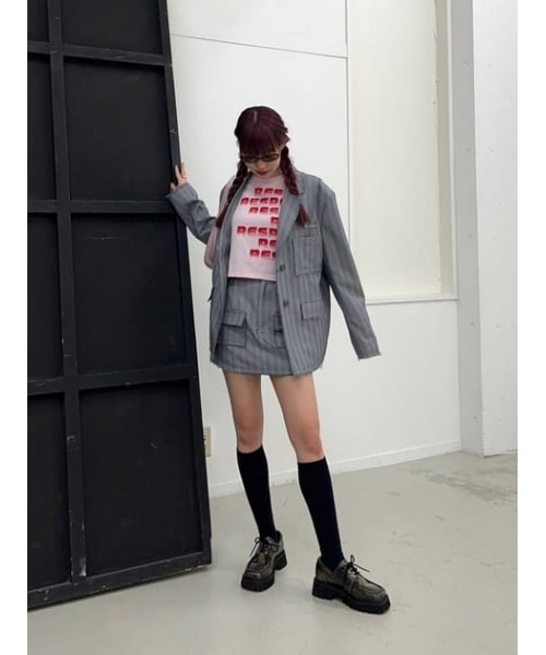 LAGUA GEM(ラグアジェム)の「CUT OFF TAILORED ジャケット(テーラードジャケット・レディース・ピンク/グレー・FREE)」の9枚目の写真