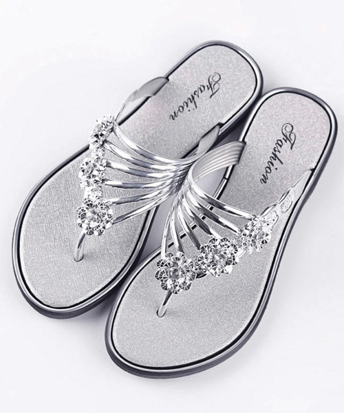 Miniministore(ミニミニストア)の「フラワートングサンダル レディース 夏靴(サンダル・レディース・シャンパン/ブラック/シルバー・23.0cm/23.5cm/24.0cm/24.5cm/25.0cm)」の19枚目の写真