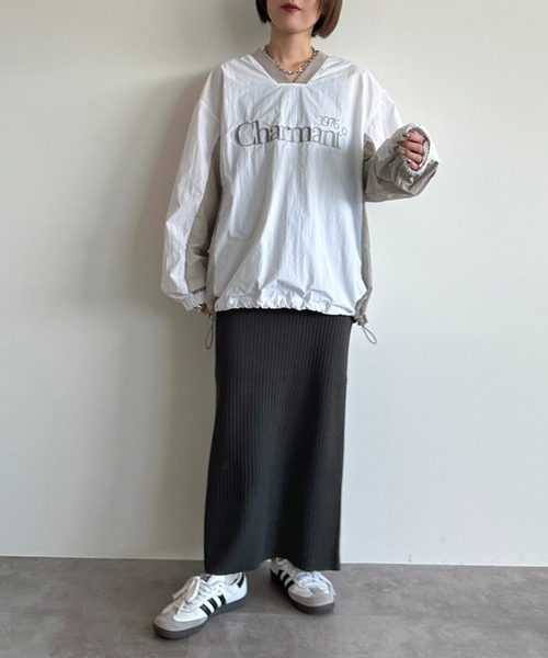 apres jour mignon（アプレジュールミニョン）の「サマーニットナロースカート【ZOZOTOWN限定アイテム】（スカート・レディース・パープル/チャコールグレー/グリーン/レッド/ブラック・X-LARGE/MEDIUM/SMALL）」の13枚目の写真