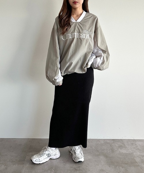 apres jour mignon（アプレジュールミニョン）の「サマーニットナロースカート【ZOZOTOWN限定アイテム】（スカート・レディース・パープル/チャコールグレー/グリーン/レッド/ブラック・X-LARGE/MEDIUM/SMALL）」の9枚目の写真