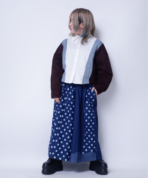 rovtski(ロフトスキー)の「デニムドットワイドパンツ(デニムパンツ・レディース・ブルー・FREE)」の6枚目の写真