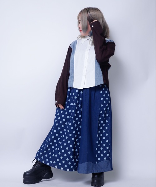 rovtski(ロフトスキー)の「デニムドットワイドパンツ(デニムパンツ・レディース・ブルー・FREE)」の7枚目の写真