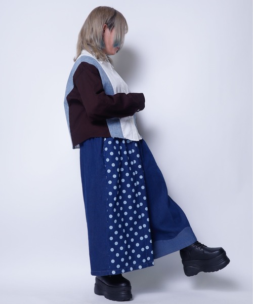 rovtski(ロフトスキー)の「デニムドットワイドパンツ(デニムパンツ・レディース・ブルー・FREE)」の9枚目の写真