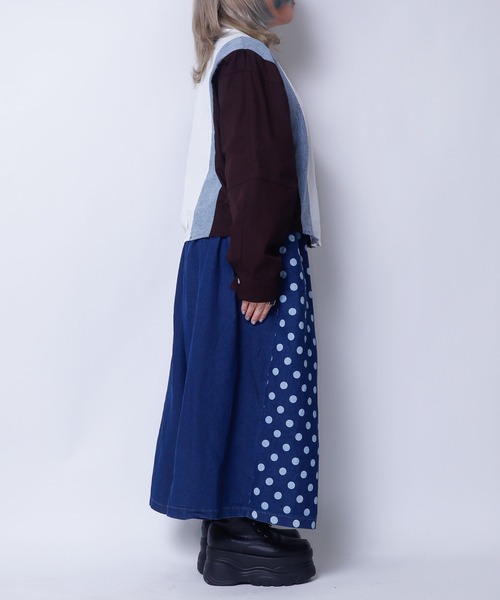 rovtski(ロフトスキー)の「デニムドットワイドパンツ(デニムパンツ・レディース・ブルー・FREE)」の13枚目の写真