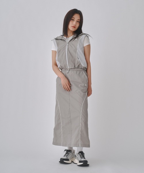 [CODE GRAPHY] TRACK TRAINING LONG スカート★新作・24SS★ SET UP対応] (WOMAN) CONTRAST LONG SKIRT（スカート