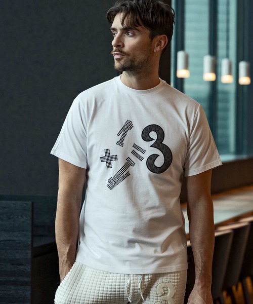 1PIU1UGUALE3 RELAX(ウノピゥウノウグァーレトレ リラックス)レオパード×シルバーストーンロゴ半袖Tシャツ(Tシャツ/カットソー)|1PIU1UGUALE3 RELAX (ウノピゥウノウグァーレトレ リラックス)