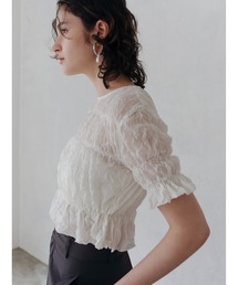 ワッシャーシフォンシャーリングトップス