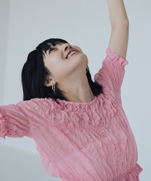 ワッシャーシフォンシャーリングトップス