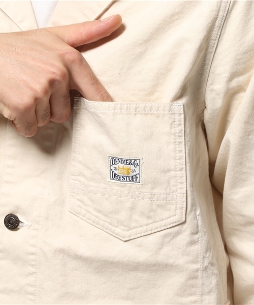 Denime(ドゥニーム)の「【MadeInJapan】ENGINEER SHOP COAT/エンジニアショップコート(ステンカラーコート・メンズ・オフホワイト/ネイビー/オリーブ・MEDIUM/LARGE/SMALL)」の21枚目の写真