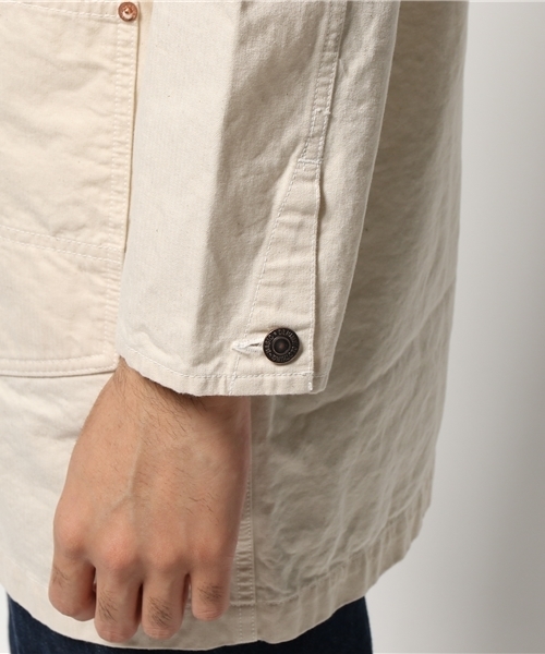 Denime(ドゥニーム)の「【MadeInJapan】ENGINEER SHOP COAT/エンジニアショップコート(ステンカラーコート・メンズ・オフホワイト/ネイビー/オリーブ・MEDIUM/LARGE/SMALL)」の22枚目の写真