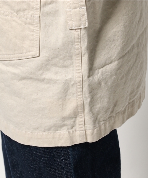 Denime(ドゥニーム)の「【MadeInJapan】ENGINEER SHOP COAT/エンジニアショップコート(ステンカラーコート・メンズ・オフホワイト/ネイビー/オリーブ・MEDIUM/LARGE/SMALL)」の12枚目の写真