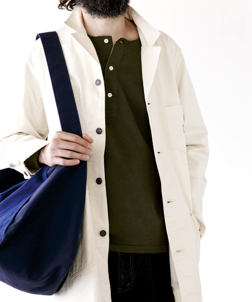 Denime(ドゥニーム)の「【MadeInJapan】ENGINEER SHOP COAT/エンジニアショップコート(ステンカラーコート・メンズ・オフホワイト/ネイビー/オリーブ・MEDIUM/LARGE/SMALL)」の11枚目の写真