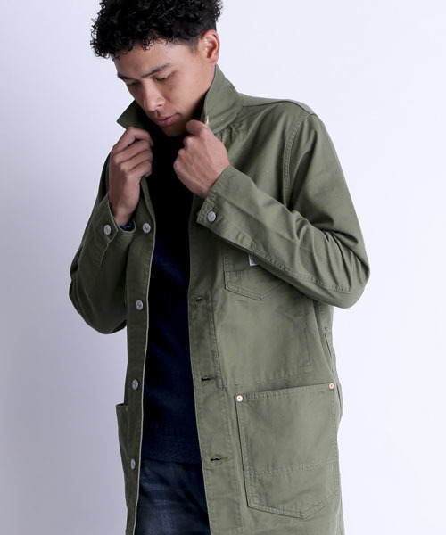 Denime（ドゥニーム）の「【Made In Japan】ENGINEER SHOP COAT/エンジニアショップコート（ステンカラーコート・メンズ・ネイビー/オフホワイト/オリーブ・LARGE/MEDIUM/SMALL）」の5枚目の写真