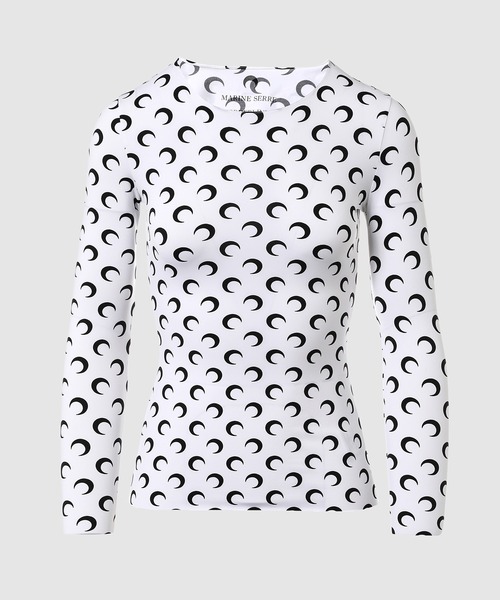 MARINE SERRE(マリーン・セル)の「REGENERATED AOM JERSEY LONG SLEEVES SECOND SKIN(Tシャツ/カットソー・レディース・ホワイト/ブラウン/ブラウン系その他・S/M/XS)」の2枚目の写真