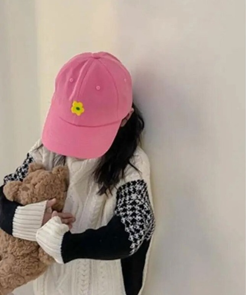 Bambin（ボンバン）の「【 Bambin / ボンバン 】 フラワー 刺繍 カラー キャップ（キャップ・キッズ・ピンク/ブルー/アイボリー/ブラック/ベージュ・FREE）」の6枚目の写真