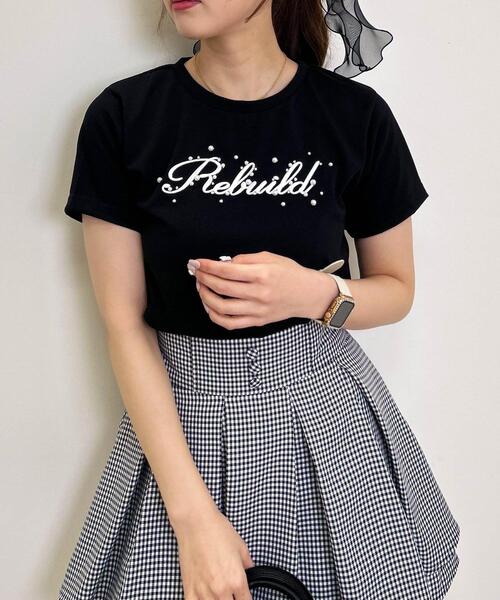 INGNI（イング）の「パールロゴTシャツ／A（Tシャツ/カットソー・レディース・ライトピンク/ライトブルー/オフホワイト/ブラック・M）」の3枚目の写真